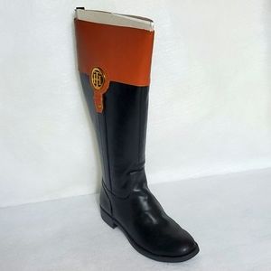 Tommy Hilfiger Womens Ilia 2 Black Riding Boots Shoes 7.5M Wide Calf